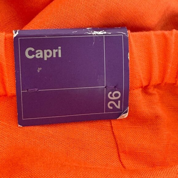 Lane Bryant NEW Coral Pink Linen Blend Elastic Waist Capri Wide Leg Plus Size 26 - Picture 7 of 9